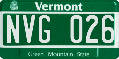 VT license plate NVG026