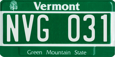 VT license plate NVG031