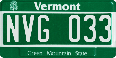 VT license plate NVG033