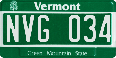 VT license plate NVG034