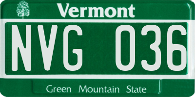 VT license plate NVG036