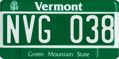 VT license plate NVG038