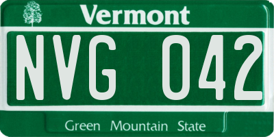 VT license plate NVG042