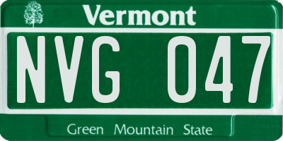 VT license plate NVG047
