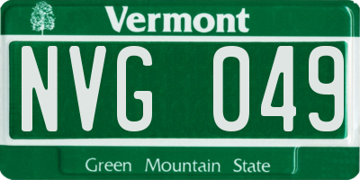 VT license plate NVG049
