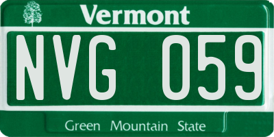 VT license plate NVG059