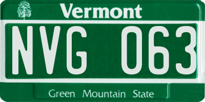VT license plate NVG063