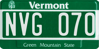 VT license plate NVG070