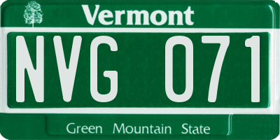 VT license plate NVG071