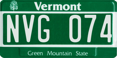 VT license plate NVG074
