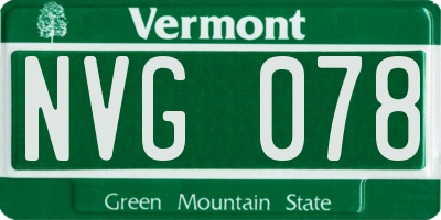 VT license plate NVG078