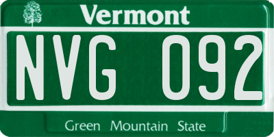 VT license plate NVG092