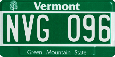 VT license plate NVG096