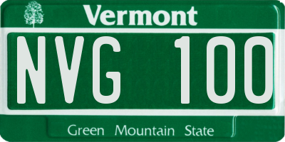 VT license plate NVG100