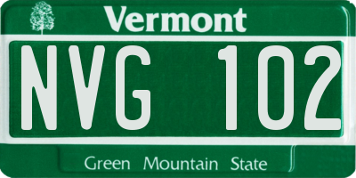 VT license plate NVG102