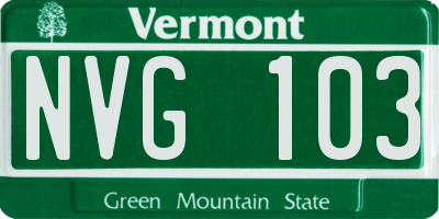 VT license plate NVG103