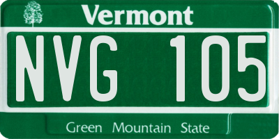 VT license plate NVG105
