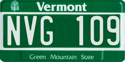 VT license plate NVG109