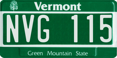VT license plate NVG115