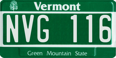 VT license plate NVG116