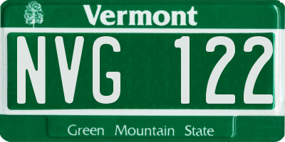 VT license plate NVG122
