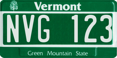 VT license plate NVG123
