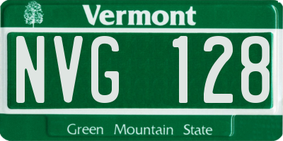 VT license plate NVG128