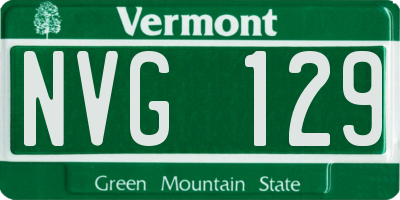VT license plate NVG129
