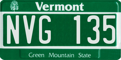 VT license plate NVG135