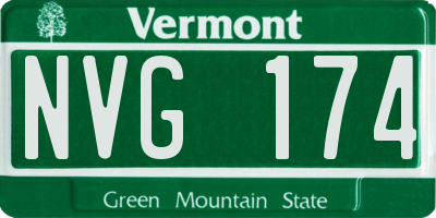 VT license plate NVG174