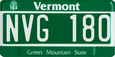 VT license plate NVG180
