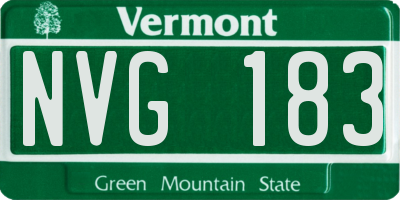 VT license plate NVG183