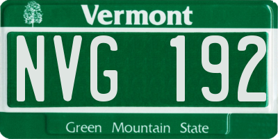 VT license plate NVG192