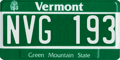 VT license plate NVG193