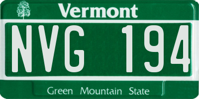 VT license plate NVG194