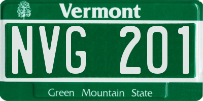 VT license plate NVG201