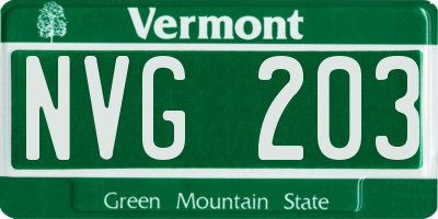 VT license plate NVG203
