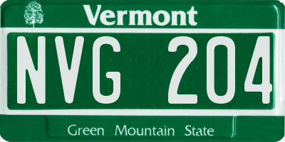 VT license plate NVG204