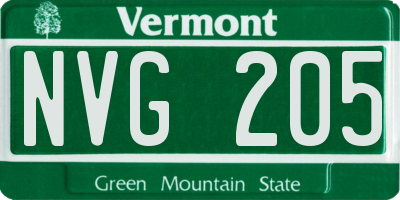 VT license plate NVG205