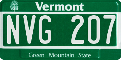 VT license plate NVG207