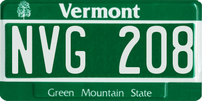 VT license plate NVG208