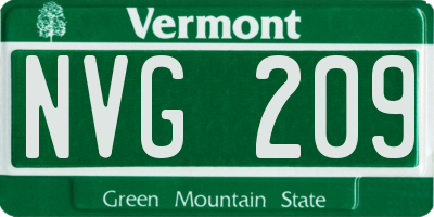 VT license plate NVG209