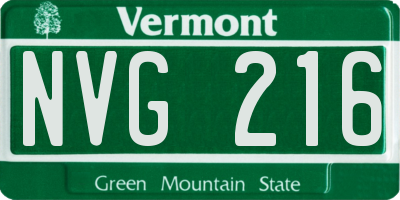 VT license plate NVG216