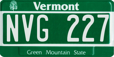 VT license plate NVG227