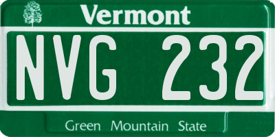 VT license plate NVG232