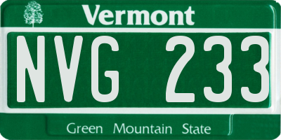 VT license plate NVG233