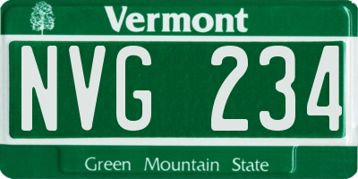 VT license plate NVG234