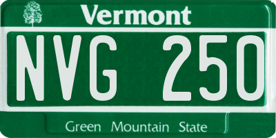 VT license plate NVG250