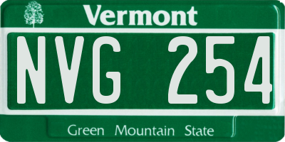 VT license plate NVG254
