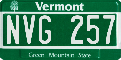 VT license plate NVG257